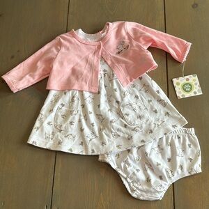Little Me Bunny Rabbit Dress with Cardigan and Bloomers 3 Months